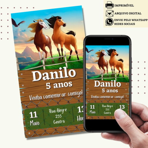 Convite Cavalo Spirit Riding Cavalgando Livre Digital