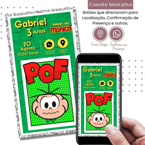 Convite Cebolinha Digital Virtual Interativo