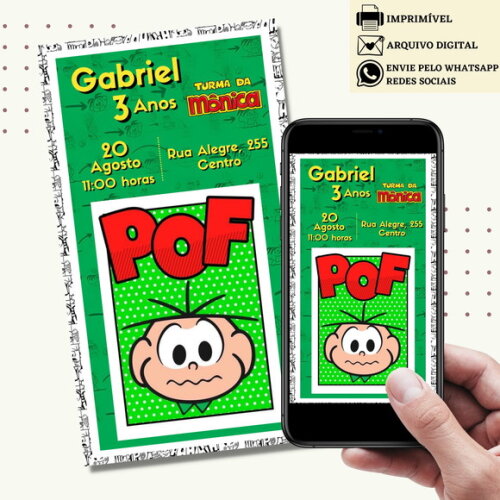 Convite Cebolinha Digital Virtual