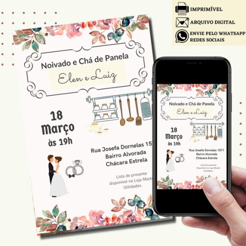 Convite Chá de Cozinha Chá Panela Noivado Digital Virtual