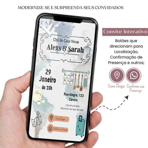 Convite Chá de Cozinha Panela Casa Nova Digital Interativo