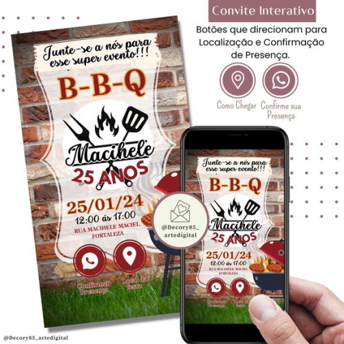 Convite Churrasco Boteco Digital Interativo Virtual