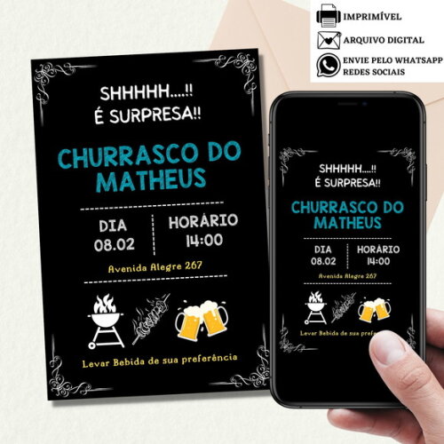 Convite Churrasco Feijoada Piscina Tardezinha Digital