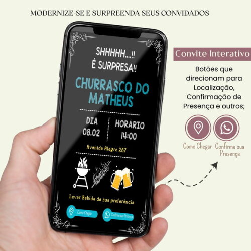 Convite Churrasco Tardezinha Boteco Digital Interativo