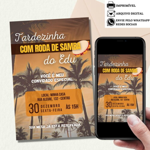Convite Churrasco Feijoada Samba Pagode Tardezinha Digital