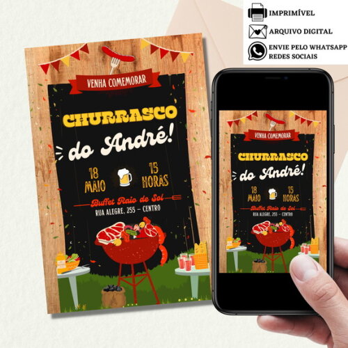Convite Churrasco Feijoada Piscina Digital Aniversário