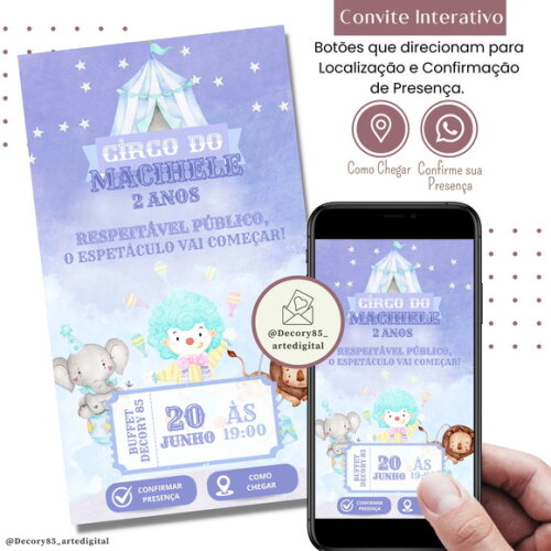 Convite Circo Digital Interativo Virtual