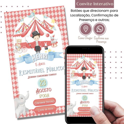 Convite Circo Digital Interativo Virtual