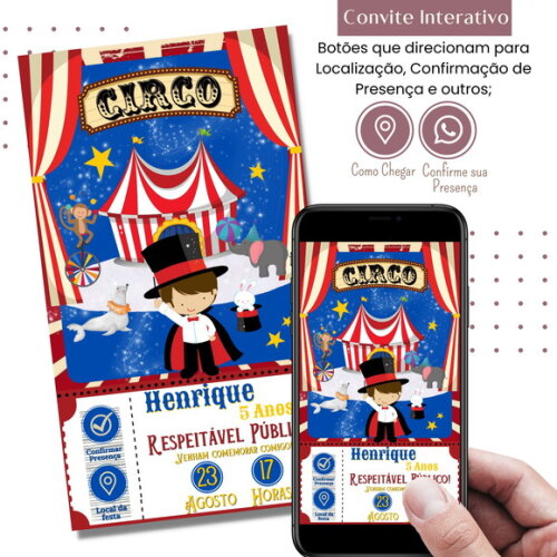 Convite Circo Digital Interativo Virtual