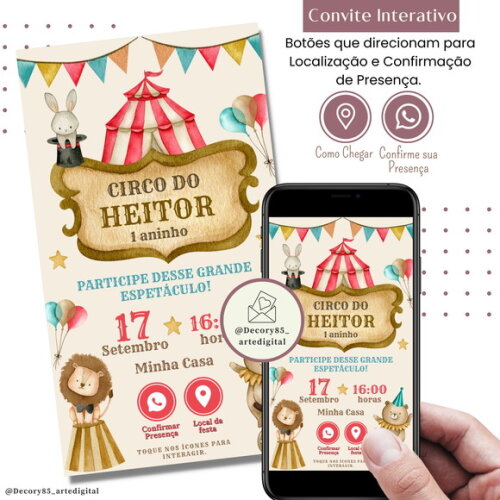 Convite Circo Digital Interativo Virtual