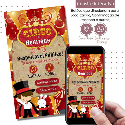 Convite Circo Digital Interativo Virtual