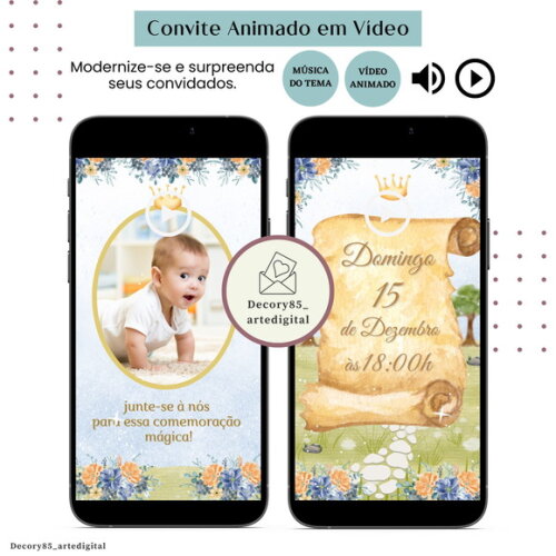 Convite Convocação Real em Vídeo Animado com Música Digital