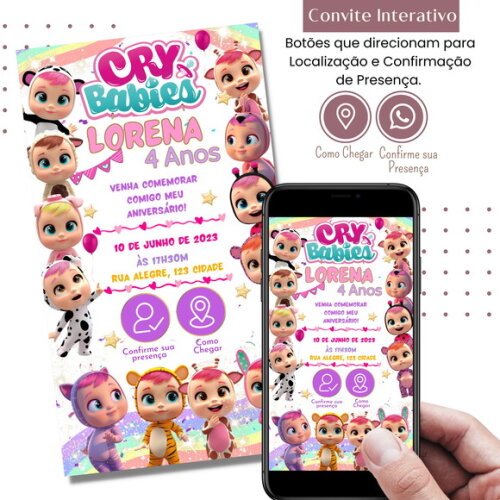 Convite Cry Babies Baby Digital Interativo Virtual