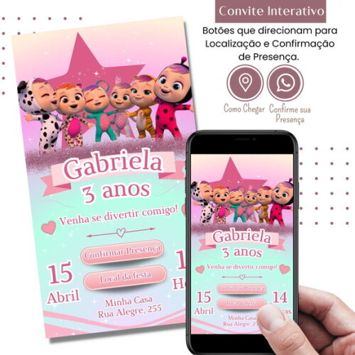 Convite Cry Babies Baby Digital Interativo Virtual