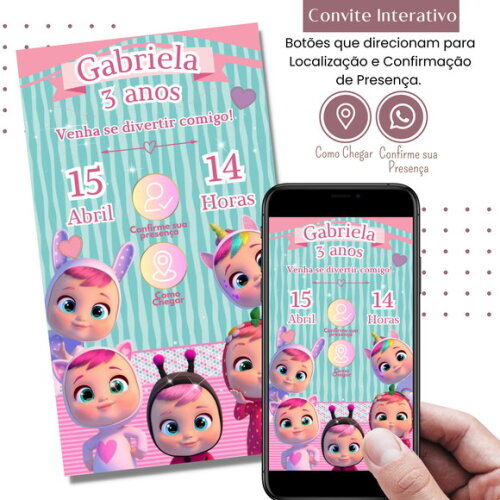 Convite Cry Babies Baby Digital Interativo Virtual