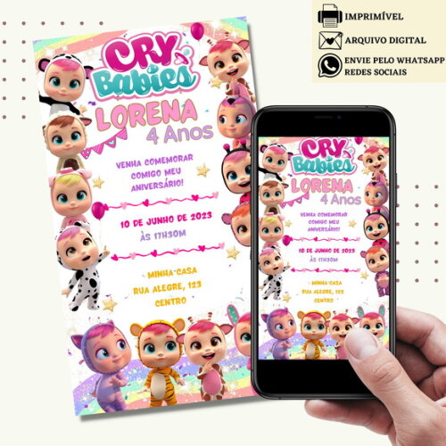 Convite Cry Babies Baby Digital Virtual
