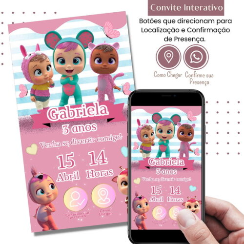 Convite Cry Babies Baby Digital Interativo Virtual