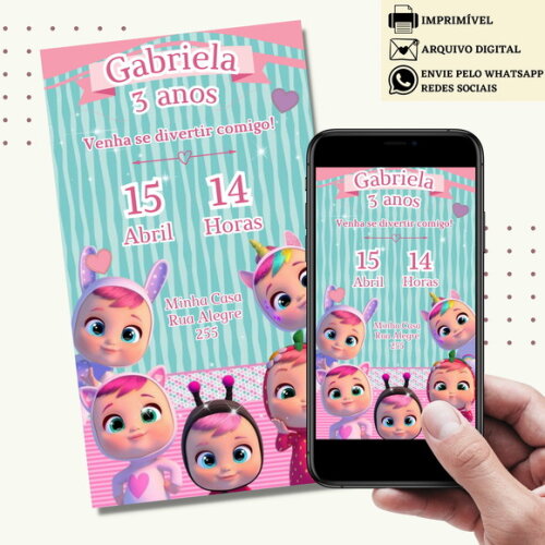 Convite Cry Babies Baby Digital Virtual