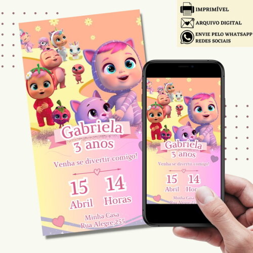 Convite Cry Babies Baby Digital Virtual