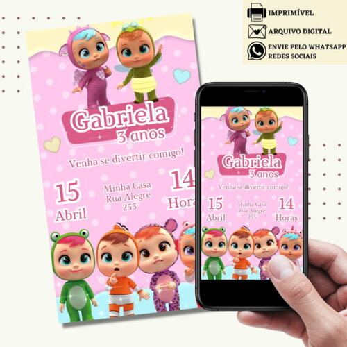Convite Cry Babies Baby Digital Virtual
