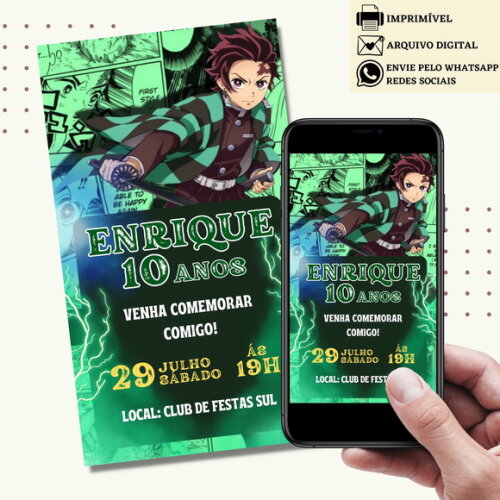 Convite Demon Slayer - Kimetsu no Yaiba Digital Virtual