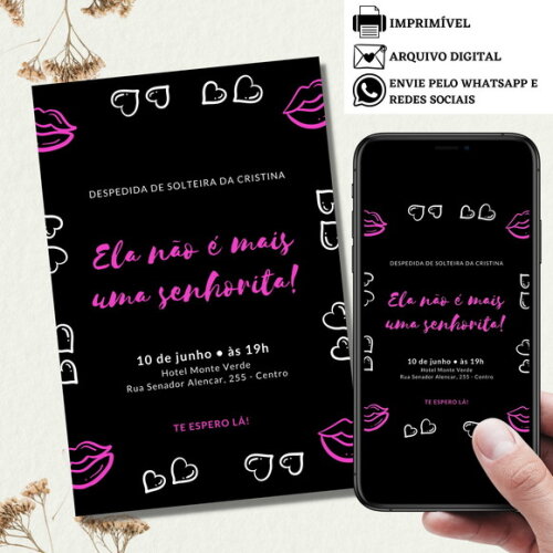 Convite Despedida de Solteira Chá Lingerie Digital Virtual