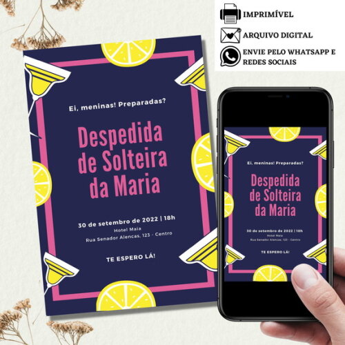 Convite Despedida de Solteira Chá Lingerie Digital Virtual