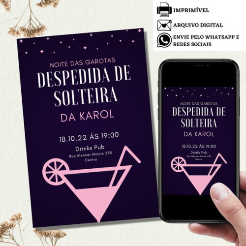 Convite Despedida de Solteira Chá Lingerie Digital Virtual