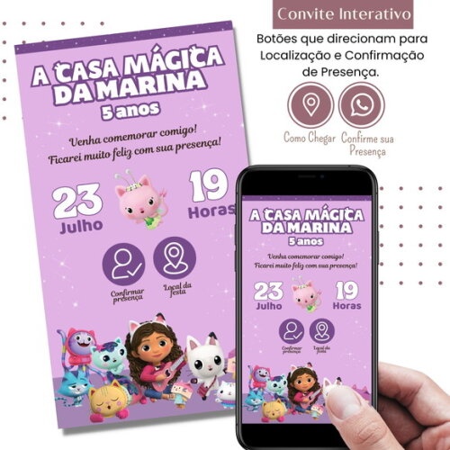 Convite Digital a Casa Magica da Gabby Gaby Interativo