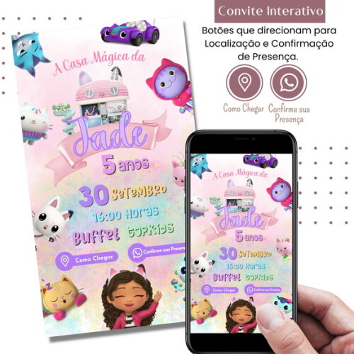 Convite Digital a Casa Magica da Gabby Gaby Interativo