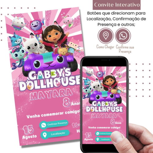 Convite Digital a Casa Magica da Gabby Gaby Interativo