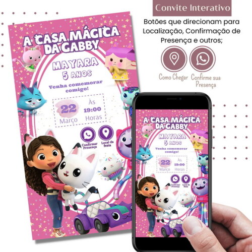 Convite Digital a Casa Magica da Gabby Gaby Interativo