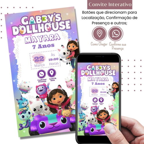 Convite Digital a Casa Magica da Gabby Gaby Interativo