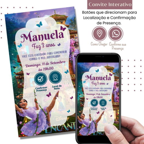 Convite Digital Encanto Isabela Interativo Virtual