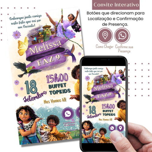 Convite Digital Encanto Isabela Mirabel Interativo Virtual