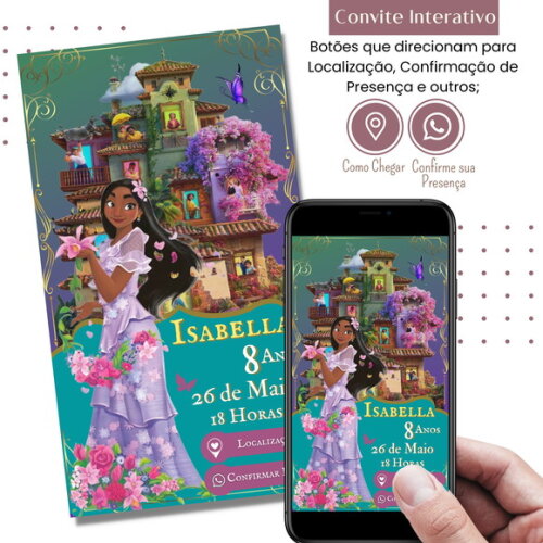 Convite Digital Encanto Isabela Interativo Virtual