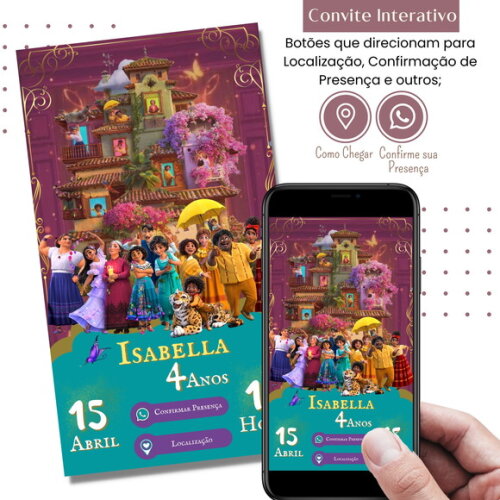 Convite Digital Encanto Mirabel Família Madrigal Interativo