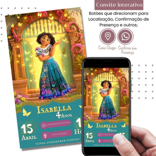 Convite Digital Encanto Mirabel Família Madrigal Interativo
