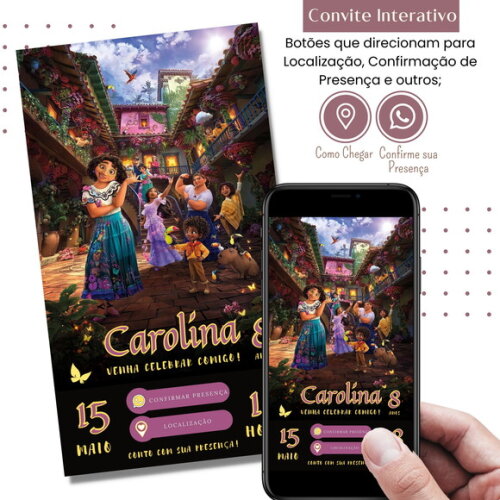 Convite Digital Encanto Mirabel Família Madrigal Interativo