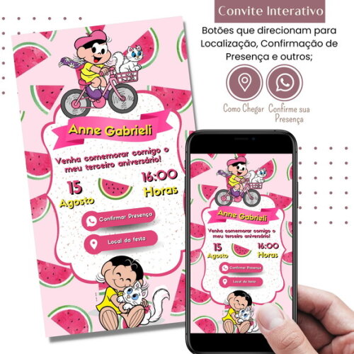 Convite Digital Magali Mônica Digital Interativo Virtual