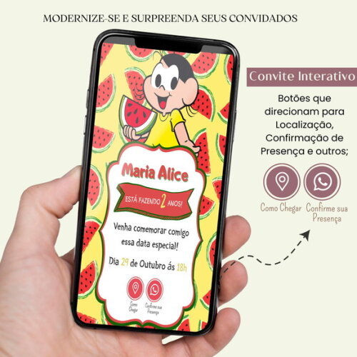 Convite Digital Magali Mônica Interativo Virtual Aniversário