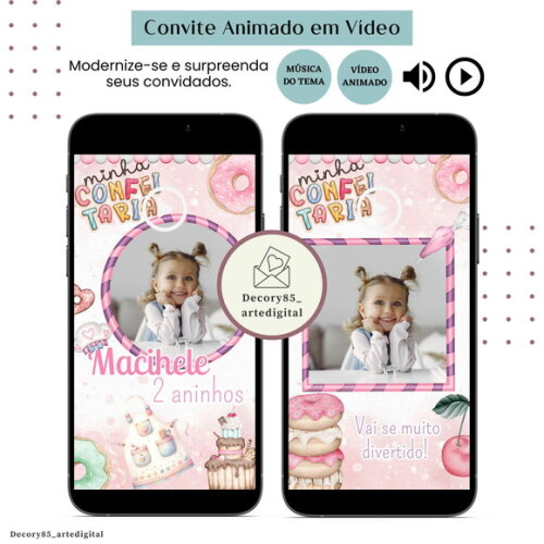 Convite Doce Confeitaria Doceria Vídeo Animado Música