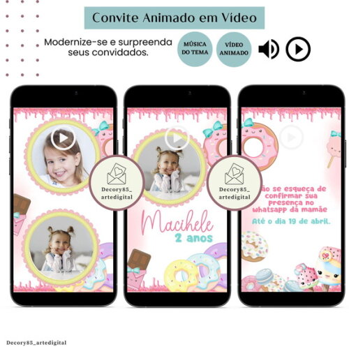 Convite Doce Confeitaria Doceria Vídeo Animado Música