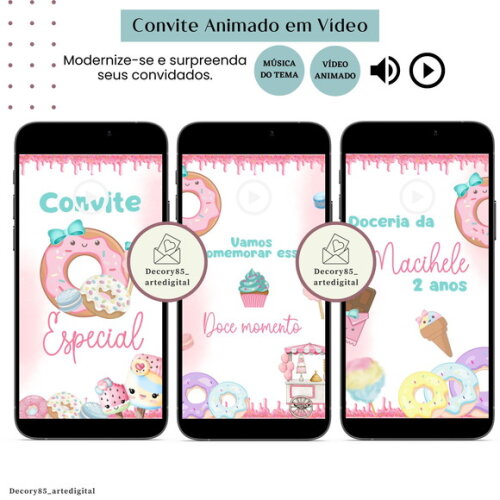Convite Doce Confeitaria Doceria Vídeo Animado Música