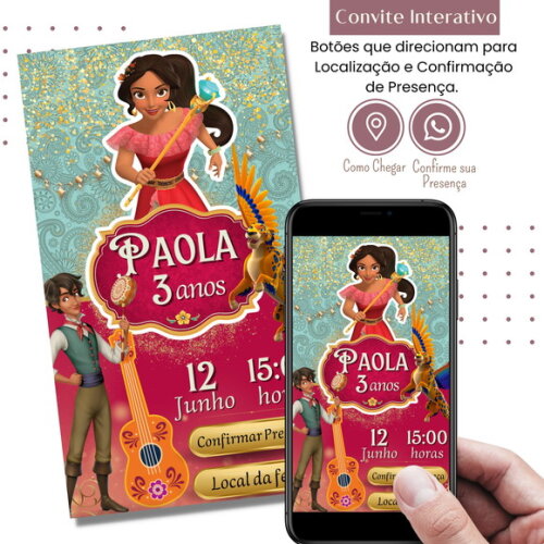 Convite Elena de Avalor Digital Interativo Virtual