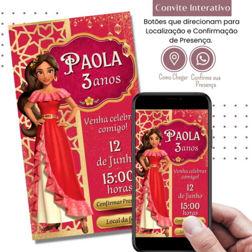 Convite Elena de Avalor Digital Interativo Virtual