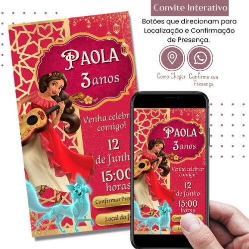 Convite Elena de Avalor Digital Interativo Virtual