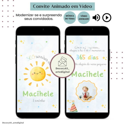 Convite em Vídeo 365 Sorrisos Animado com Música Digital