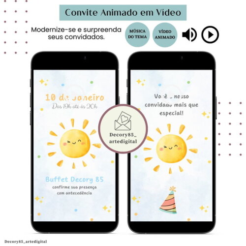 Convite em Vídeo 365 Sorrisos Animado com Música Digital