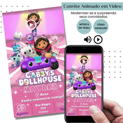 Convite em Vídeo a Casa Mágica da Gabby Animado com Música